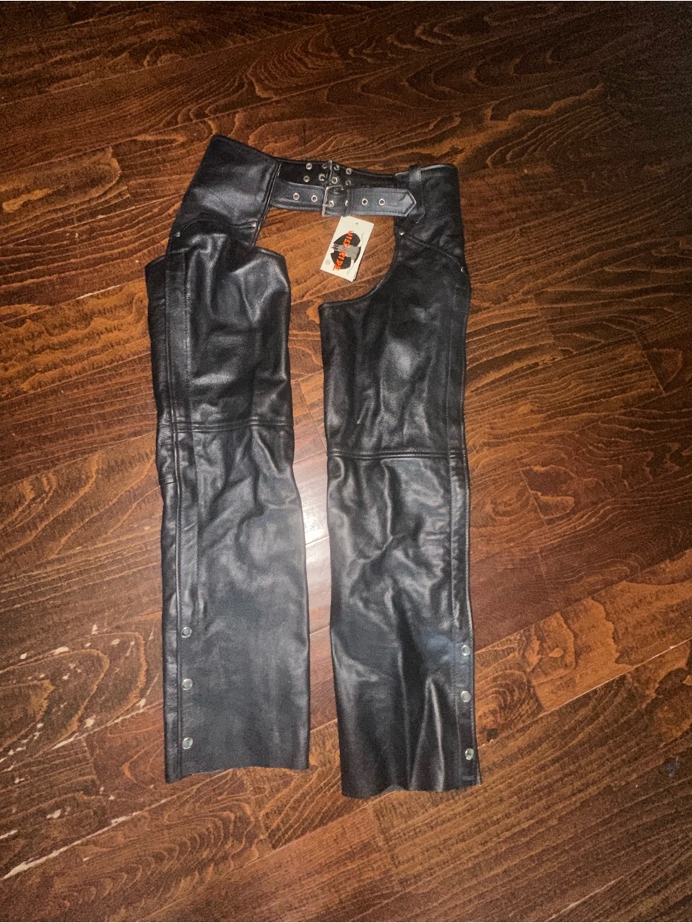 Wild Ride Black Leather Motorcycle Chaps with Belt women’s medium New with tags
